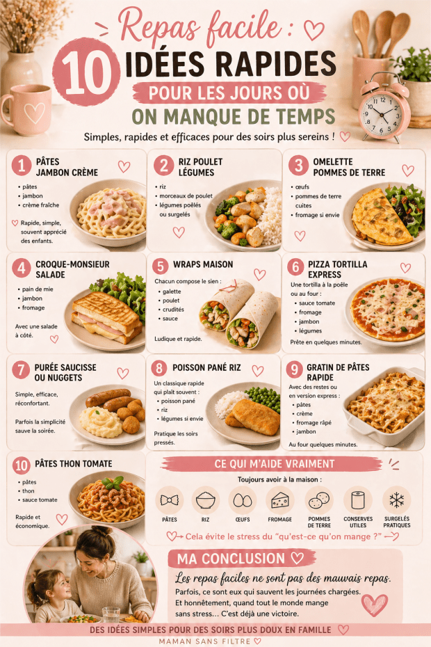 Repas facile : 10 idées rapides pour les jours où on manque de&nbsp;temps