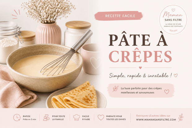 Pâte à crêpes facile et moelleuse (4 personnes)&nbsp;🥞✨